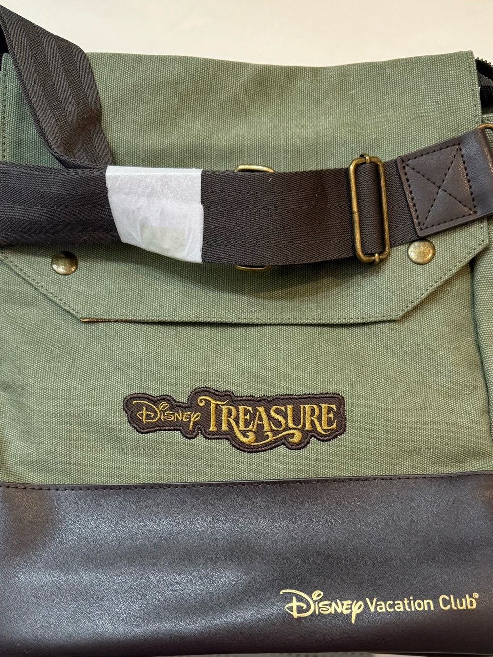 Disney Green and Brown Canvas Messenger Bag with 'Treasure' Patch